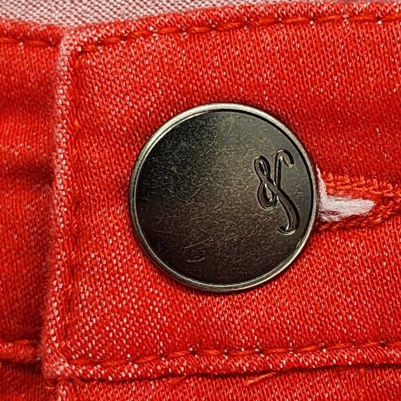 Style&Co Jeans Womens 14 Red Mid Rise Skinny Cuffed Crop Jegging Stretch Casual - Picture 3 of 12